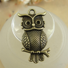 10pcs/lot 15x31mm Antique Bronze vintage metal owl Charm Pendant for Diy Necklace Jewelry Making Handmade Craft 2024 - buy cheap
