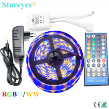 1 conjunto rgbw rgbww smd 5050 5 m à prova dwaterproof água led tira lâmpada luz lanterna rgb w fita + 40 chave mais remoto controlador adaptador de energia 3a 2024 - compre barato