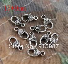 Sweet Bell Free shipping 50PCS/lot 17*9mm love lobster clasp type button jewelry bags wholesale retro designs lobster clasp 2024 - buy cheap