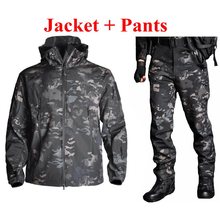 TAD Tactical Men Army Hunting Hiking Fishing Explore Clothes Suit Camouflage Sharkskin Military Waterproof Hooded Jacket+Pants 2024 - buy cheap