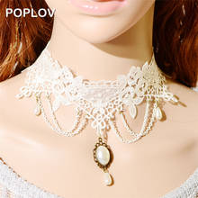 Fashion Pearl White Lace Velvet Choker Women Gothic Necklace Vintage Hollow Ribbon Collar Jewelry Chocker Wedding Jewelry 2024 - buy cheap