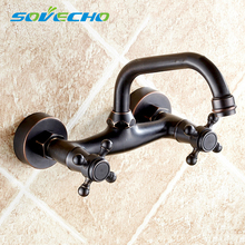 SOVECHO Basin Faucets Rotating Wall Mounted Brass Bathroom Sink Basin Mixer Tap Faucet Faucet Dual Handle Sink Mixer Taps L0541 2024 - buy cheap