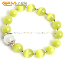 Round Yellow Green Cat Eye Glass Beads Rope Bracelets Fashion Jewelry For Women 7.5inch FreeShipping Wholesale Gem-inside 2024 - buy cheap