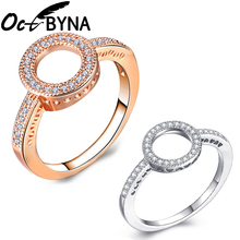 Octbyna clássico redondo marca anéis para mulheres amante festa de casamento rosa ouro tira cor feminino dedo anel jóias atacado 2024 - compre barato