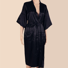 Kimono de seda de imitación para Hombre, bata de baño, camisón, ropa de dormir, talla S, M, L, XL, XXL, XXXL, ZhM01D, color negro 2024 - compra barato