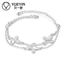 Pulsera de abalorios de mariposa para mujer, brazalete de diseño elegante cadena Chapado en plata, venta directa de fábrica H409 2024 - compra barato