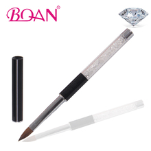 BQAN 5 Pcs/Lot 10# Crystal Rhinestones Handle Black Pure Kolinsky Sable Hair Acrylic Nail Art Brush Manicure Art Tool 2024 - buy cheap