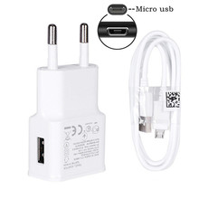 5V 2A EU USB зарядное устройство адаптер + Micro usb кабель для Samsung M10 S4 S7 S6 edge Huawei P Smart 2019 honor Redmi 7 Note 6 Pro Телефон 2024 - купить недорого