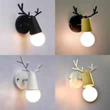 Modern Deer Antlers LED Wall Light E27 Socket Lamp Iron Animal Wall Lamp Home Fixtures for Children Kids Bedroom Lights 2024 - buy cheap