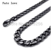 Fate Love 18''-32'' Wide 8mm Black Top Quality Never Fade Stainless Steel Men Solid Cuban Link Chain Curb Necklace Fashion Gifts 2024 - buy cheap