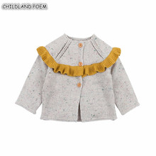Bebê menina camisola casaco outono plissado malha camisola do bebê para meninas inverno bebê meninas cardigan princesa bebê malha roupas 2024 - compre barato