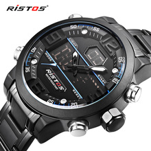Ristos Relojes Masculino Hombre Fashion Multifunction Steel Men Sport Watches Chronograph Digital Waterproof Wristwatch New 9338 2024 - buy cheap