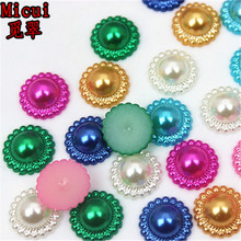 Micui 50Pcs 13mm Flower Flatback Plastic ABS Imitation Pearl Beads DIY Jewelry Craft Scrapbook Clothing Home Decoration MC620 2024 - купить недорого