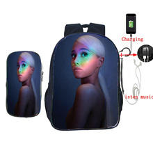 Ari Grande-mochila para adolescentes, paquete de 2 unids/set, regalo de carga USB para la vuelta al, mochilas para niños, niñas y estudiantes 2024 - compra barato