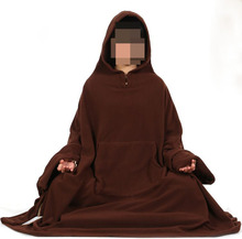 UNISEX Winter&Autumn Polar fleece zen meditation cape buddhist abbot monks coat lay cloak nuncushion martial arts suit brown 2024 - buy cheap