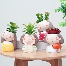 Birthday Gift Ideas Succulent Plant Pot Cute Girl Flower Planter Flowerpot Creat Design Home Garden Bonsai Pots 2024 - buy cheap