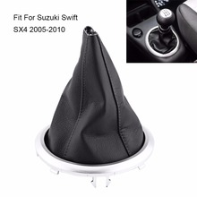 Capa de couro preto para alavanca de câmbio de transmissão manual, para suzuki swift sx4 2005-2016 2024 - compre barato