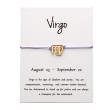 White Card Light Purple Color Fashion Jewelry 12 Constellations Zodiac Woven Bracelet Bangles For Women 2024 - buy cheap