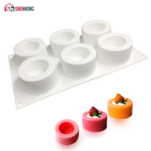 SHENHONG 6 Holes Pudding Cup Art Cake Mould Pan 3D Silicone Mold Mousse Silikonowe Chocolate Moule Baking 2024 - buy cheap