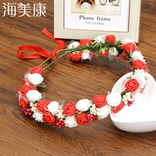 Haimeikang 2021 Spring Romantic Bridal Wedding Wreath Headwear Foam Flower Crown Headband Hairband for Women Hair Accessories 2024 - buy cheap