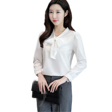 ZB3031 primavera otoño nueva versión coreana 2020 mujeres profesional blanco de manga larga de nieve spinning bow shirt barato al por mayor 2024 - compra barato