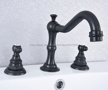 Oil Rubbed Bronze 3 Holes Double Handle Bathroom Sink Faucet Luxury Bathbasin Bathtub Taps Hot Cold Mixer Tap Nsf540 2024 - buy cheap