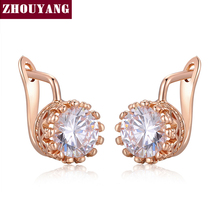 Pendientes de corona de Color oro rosa de alta calidad, joyería hecha con cristal austriaco auténtico, ZYE610, ZYE611 2024 - compra barato