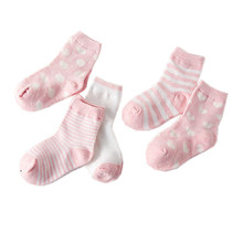 5 Pairs / Lot Children's Socks 1-10 Years Pink Girls Stripped Heart Dot Cotton Socks Cute Kids Socks Children's Clothing 2024 - buy cheap