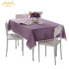 ROMORUS 1-Piece Solid Color Tablecloth for Dining Cotton Linen Purple Blue Table Cloth Rectangle Table Linen Cover for Tea Table 2024 - buy cheap