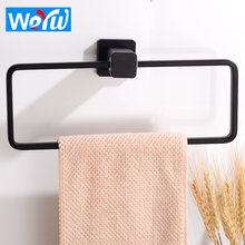 Towel Ring Holder Aluminum Single Towel Bar Holder Wall Mounted Bathroom Shelf Black Towel Rail Hanger Square Bath Hardware 2024 - buy cheap