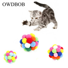 OWDBOB забавная игрушка для питомца кота красочные ручной работы колокольчики надувной мяч встроенный кошачья игрушка интерактивные игрушки для домашних животных аксессуары 2024 - купить недорого