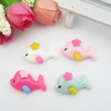 50pcs/lot flat back resin colorful dolphin 15*25mm for  Scrapbooking Craft Cabochon For Hair Cellphone Decoration 2024 - buy cheap
