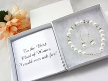 personalize pearl wedding Bridesmaid  Earrings and bracelet sets Jewelry Sets maid of honor jewelry proposal gifts note-cards 2024 - buy cheap