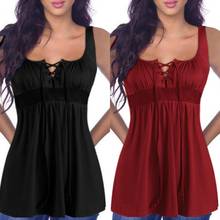 2020 Summer Blouse Tunic Top For Women Sexy V-neck Lace Up Shirt Tee  New Women Clothes Sleeveless Vest Tank Top Female Blusas 2024 - buy cheap