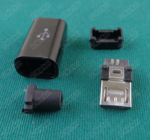100 pcs DIY Micro USB Connector Type B Male 5 pin 5Pins port Male plug socket Four Piece Assembly Connector Plug Socket 2024 - buy cheap