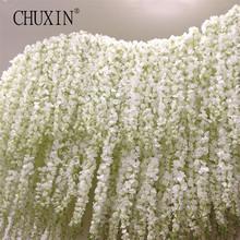 11 pçs artificial flor wisteria videira 120cm único silk140 flores série diy plantas casa decoração de casamento para o fundo da parede 2024 - compre barato