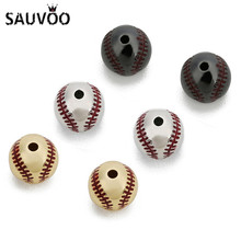 Sauvoo 2 tamanhos redondos espaçador de beisebol contas de esporte bola design 1.5mm grande buraco solto contas para pulseira colar fabricação de jóias 2024 - compre barato