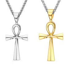 (12 pcs/lot)  Brand Ankh Necklace & Pendant The Key of the Nile Gold Color Stainless Steel Chain For Men Hot Jewelry Egyptian 2024 - buy cheap
