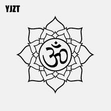 YJZT 14.7CM*14.7CM Om Symbol On Lotus Vinyl Decal Car Sticker Buddhism Black/Silver C3-1558 2024 - buy cheap