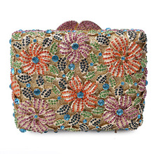 Bolsa feminina colorida de diamante cristais, bolsa de mão brilhante festa de casamento 2024 - compre barato