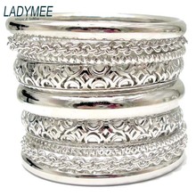 Bracelet Bangles Pulseiras Silver Plated Bracelets for Women Costume Luxury Metal Bracelet Bangle Set Fashion Indian Jewelry 2024 - buy cheap