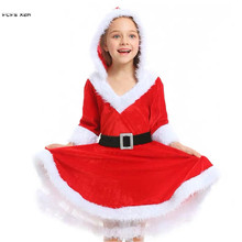 Red Girls Santa Claus Cosplay Kids Children Halloween Christmas Costumes Carnival Purim parade Stage play Masquerade party dress 2024 - buy cheap