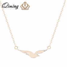 QIMING Gold fashion Seagull Chain Necklace For Women Tiny Sea Animal Unique Ocean Bird Charm Pendant Ladies Necklace Girls Gift 2024 - buy cheap