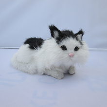 small cute simulation white&black cat lifelike round eyes cat doll about 16x8x9cm 2024 - buy cheap