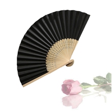 50pcs Vintage Bamboo Paper Folding Hand Held Fan Chinese Dance Pocket Gifts for Party Wedding with Organza Bag Drop Shipping 2024 - buy cheap