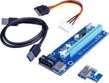 Плата адаптера расширения Райзера PCI-E PCI E Express от 1x до 16x с кабелем USB 3,0 50 см для биткоина 2024 - купить недорого