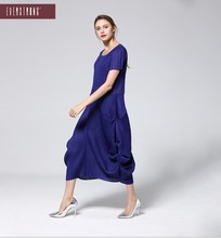 HOT SELLING  Miyake fashion fold round collar solid dress with short sleeve Kelp bud dress IN STOCK 2024 - buy cheap