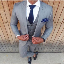 Gray Groom Suits Classic Fit Peak Lapel One Button Men Suits Fashion Cheap Wedding Groomsmen Suits Tuxedo (Jacket+Pants+Vest) 2024 - buy cheap