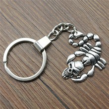 Men Jewelry Key Chain Party Gift Keychains Jewelry 37x33mm Scorpion Skull 2 Colors Antique Bronze Silver Color Plated Key Rings 2024 - buy cheap