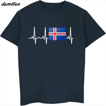 Футболка мужская с изображением флага Исландии, хлопок, короткий рукав, подарок на лето 2024 - купить недорого